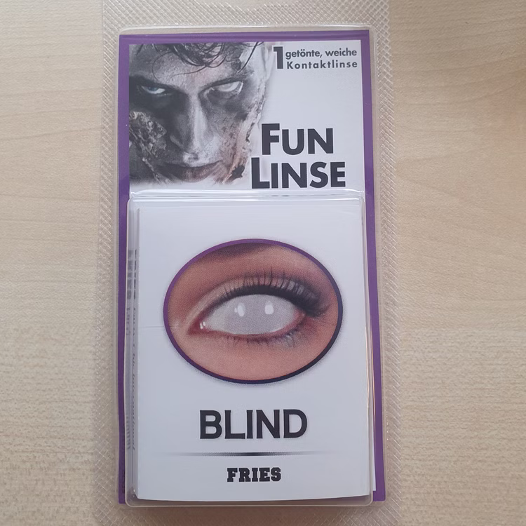 Wochenlinse eine Linse weiß Blind Zombie Halloween Kostüm-Zubehör Fasching Karneval Mottoparty Verpackung der weißen Kontaktlinse von Vorne