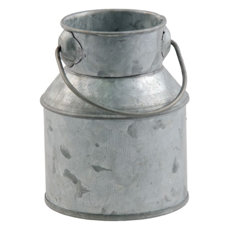 Deko Milchtopf & Kanne mit Griff in Zink-Optik 2-tlg. Tisch-Deko Vase Kerzenhalter Milchkanne DIY Tisch-Deko Hochzeit Geburtstag Party-Deko Dekoration