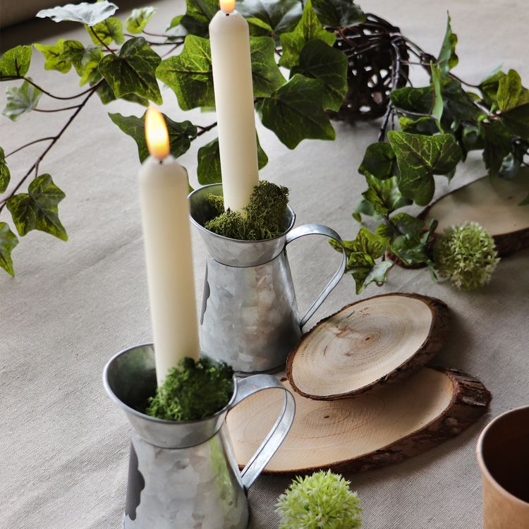 Deko Milchtopf & Kanne mit Griff in Zink-Optik 2-tlg. Tisch-Deko Vase Kerzenhalter Milchkanne DIY Tisch-Deko Hochzeit Geburtstag Party-Deko Dekoration