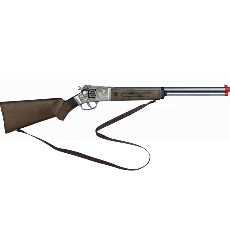 Cowboy Gewehr 76 cm lang Silberbüchse 12 Schuss Western-Gewehr Kostüm-Zubehör Kinder-Spielzeug Cowboy-Gewehr für Kinder Western Wilder Westen Accessoire