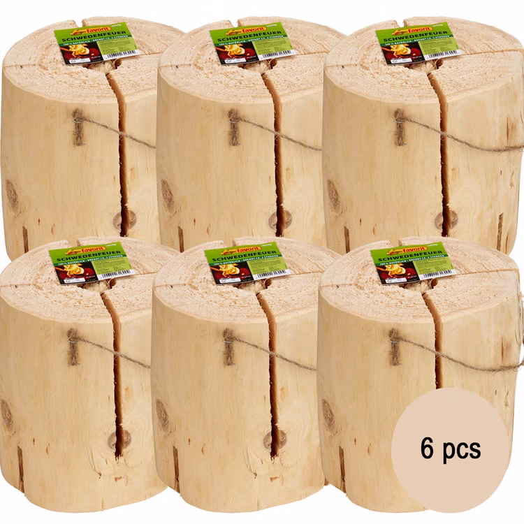 6x Schwedenfeuer 21 cm x 23 cm Brenndauer 120 min Holz Kamin Feuerschale Osterfeuer Winterfeuer Sommerfest Garten-Party 6x Schwedenfeuer 21 cm x 23 cm Brenndauer 120 min Holz Kamin Feuerschale Osterfeuer Winterfeuer Sommerfest Garten-Party