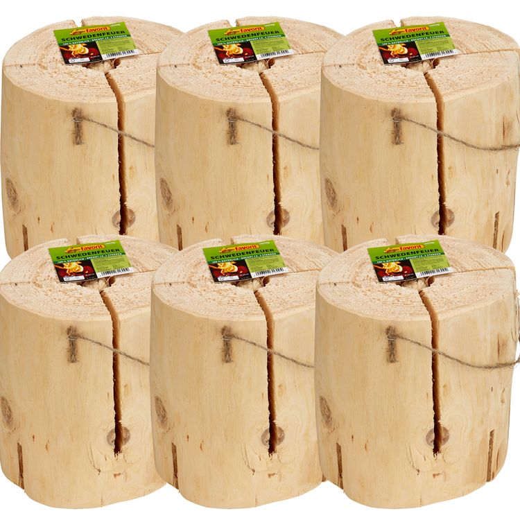 6x Schwedenfeuer 21 cm x 23 cm 6x Schwedenfeuer 21 cm x 23 cm Brenndauer 120 min Holz Kamin Feuerschale Osterfeuer Winterfeuer Sommerfest Garten-Party