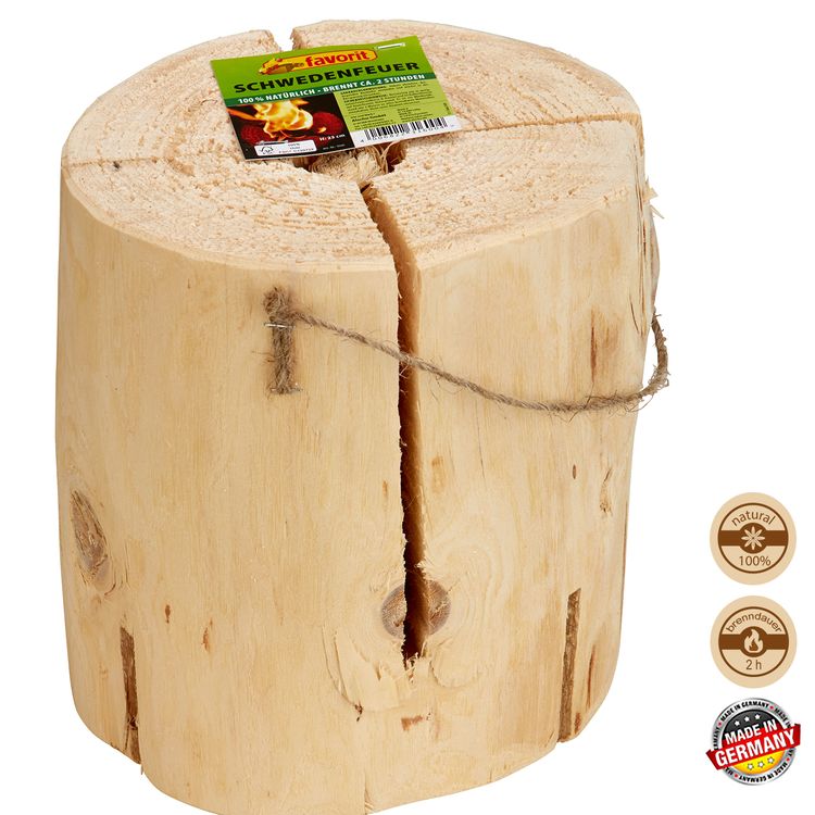 12x Schwedenfeuer 21 cm x 23 cm Brenndauer 120 min Holz Kamin Feuerschale Osterfeuer Winterfeuer Sommerfest Garten-Party