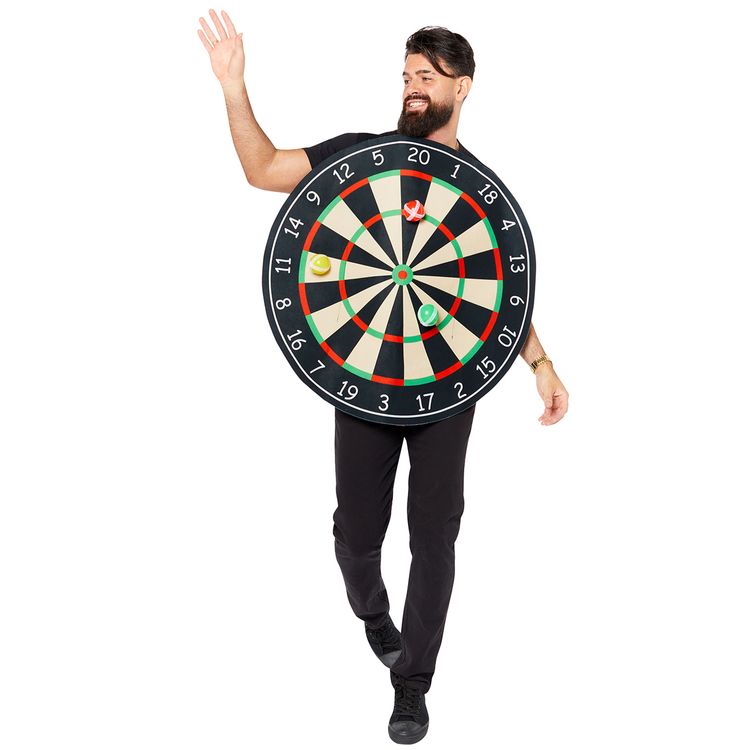 Darts Kostüm Dartscheibe Dart-Board mit drei Bällen für Erwachsene Einheitsgröße Unisex Damen Herren Fasching Karneval Mottoparty Darts-WM Paar- und Gruppenkostüm JGA