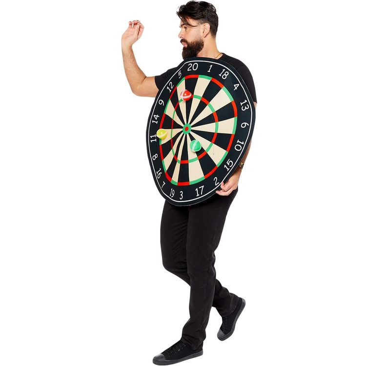 Darts Kostüm Dartscheibe Dart-Board mit drei Bällen für Erwachsene Einheitsgröße Unisex Damen Herren Fasching Karneval Mottoparty Darts-WM Paar- und Gruppenkostüm JGA