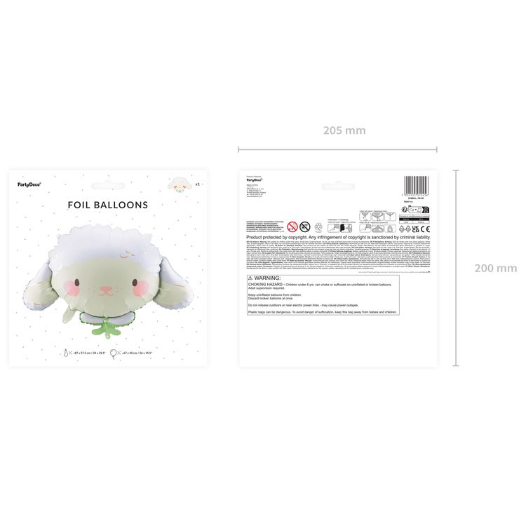 Schaf Folienballon Osterlamm 67 x 40 cm Party-Deko Ostern Dekoration Ballon Luftballon Geburtstag