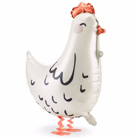 Henne Folienballon laufendes Huhn weiß 45 x 42 cm Party-Deko Ostern