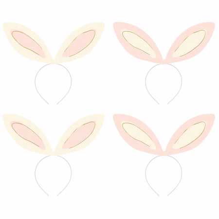 Hasenohren Haarreif Bastel-Set 4 Stück DIY Osterohren Rosa Creme Ostern SALE Hasenkostüm Oster-Deko Oster-Basteln Kindergeburtstag Fasching Karneval und Mottopartys Vier DIY-Hasenohren aus Papier in Creme und Rosa mit passenden Haarreifen zum Selbstgestalten.
