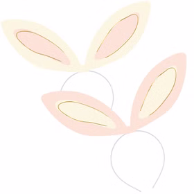 Detailansicht der beiden enthaltenen Farbvarianten der Hasenohren in Creme und Rosa.
