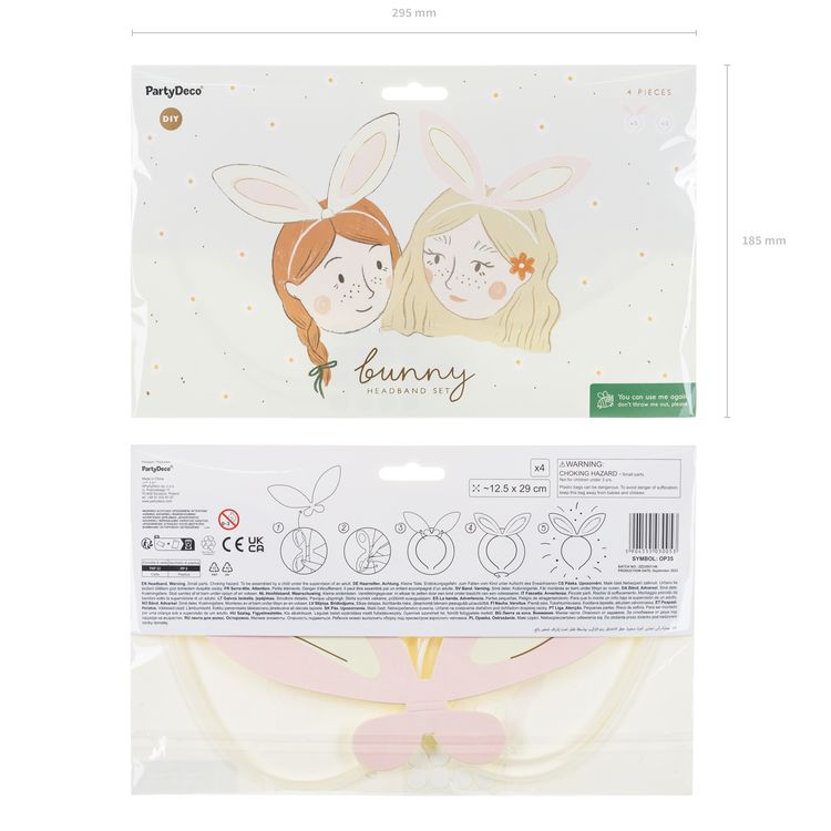 Hasenohren Haarreif 4 Stück Bastel-Set 12,5 x 25 cm Party-Deko Ostern