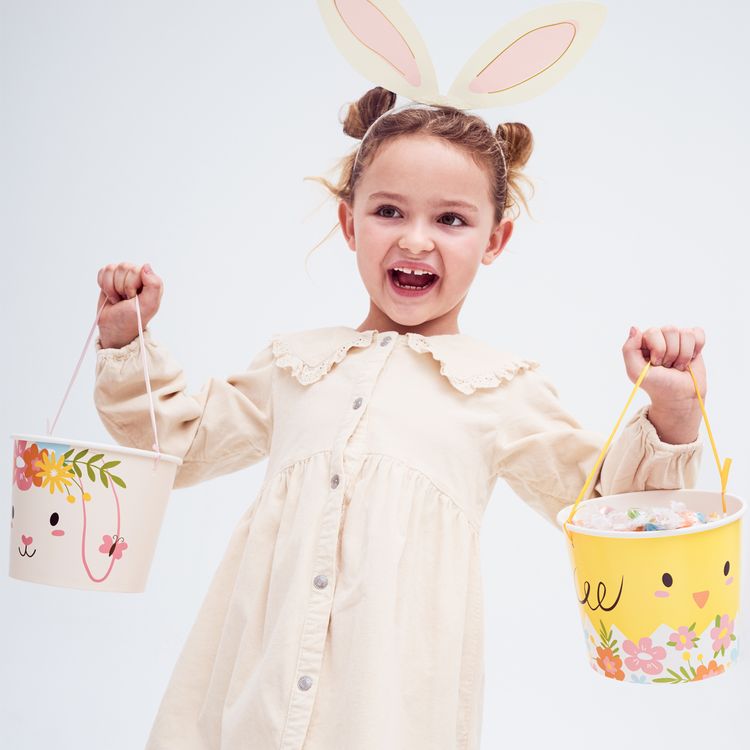 Ostereier suchen Süßigkeiten-Eimer 2 Stück Osterkorb 14 cm hoch für Kinder