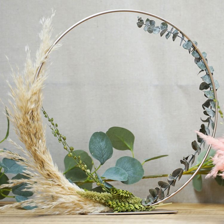 Deko-Ring mit Fuß Gold 30 cm 4 Stück Tisch-Deko Hochzeit Geburtstag Deko für Trockenblumen Dekoration