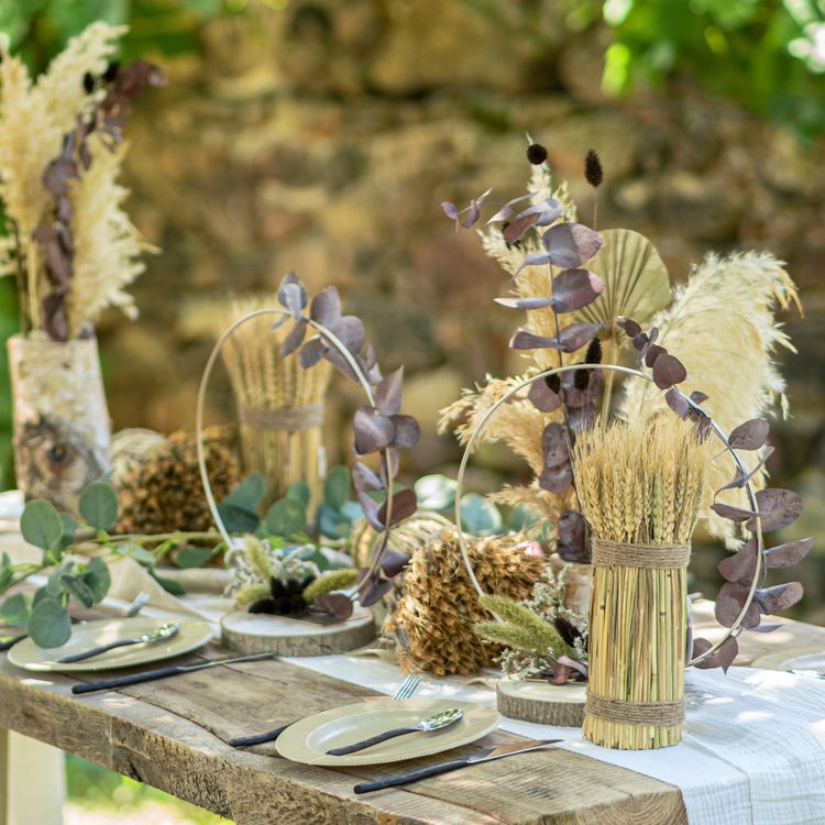 Deko-Ring mit Fuß Gold 30 cm 4 Stück Tisch-Deko Hochzeit Geburtstag Deko für Trockenblumen Dekoration