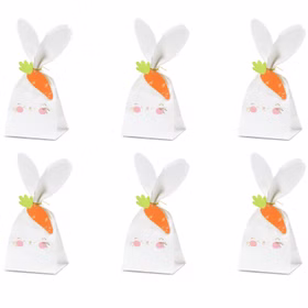 Geschenktüte Ostern Hase mit Möhren-Anhänger 6 Stück Tisch-Deko Osterhase Häschen Dekoration Osterfest Kindergeburtstag Mottoparty