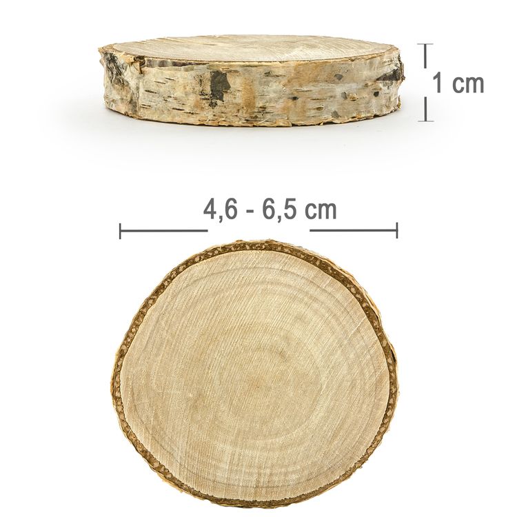 Baumscheibe Birke 20 Stück 4,5-6,5 x 1 cm Holzscheibe Tisch-Deko Basteln DIY Bastelbedarf Namensschild Baumscheibe zum Beschriften Hochzeit Geburtstag