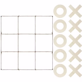 XXL Tic Tac Toe Spiel 120 x 112 cm aus Holz für Picknick für Hochzeit Geburtstag Party-Spiele für Drinnen und Draußen Kinder & Erwachsene