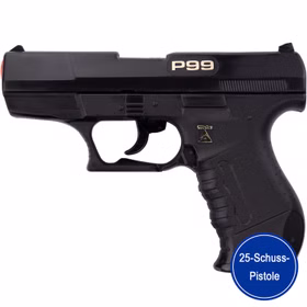 Polizei Pistole schwarz P99 Special Agent 18 cm 25-Schuss Spielzeug-Pistole Spielzeug-Waffe Accessoire für Kinder und Erwachsene Polizei Pistole schwarz P99 Special Agent 18 cm 25-Schuss Spielzeug-Pistole Spielzeug-Waffe Accessoire für Kinder und Erwachsene