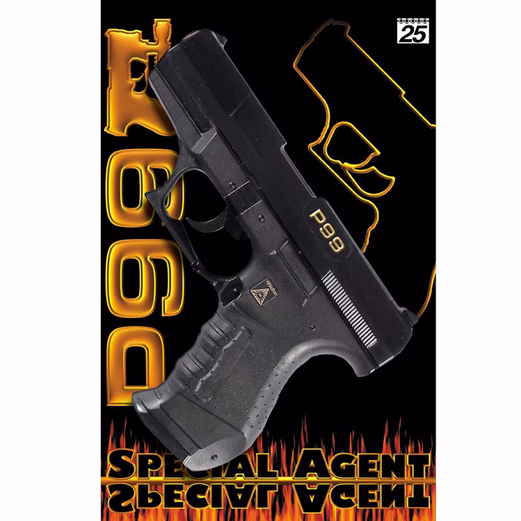 Polizei Pistole schwarz P99 Special Agent 18 cm 25-Schuss Spielzeug-Pistole Spielzeug-Waffe Accessoire für Kinder und Erwachsene Polizei Pistole schwarz P99 Special Agent 18 cm 25-Schuss Spielzeug-Pistole Spielzeug-Waffe Accessoire für Kinder und Erwachsene