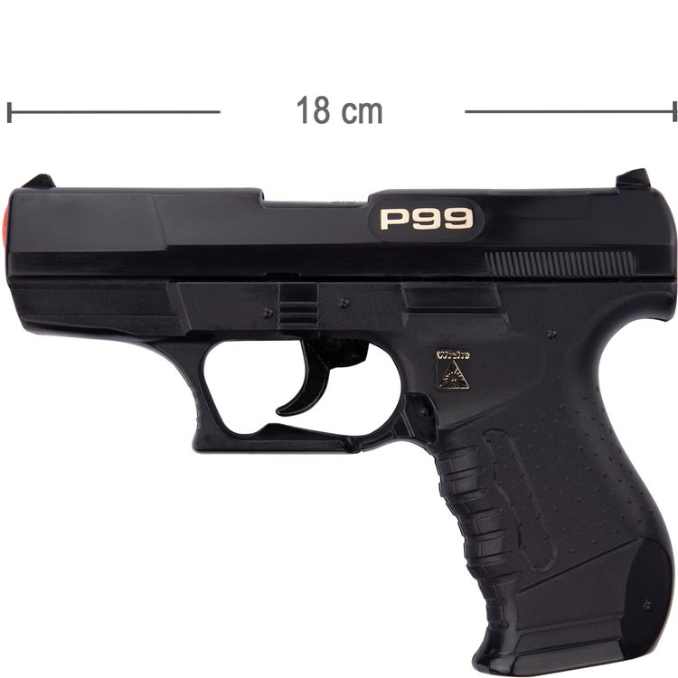 Polizei Pistole schwarz P99 Special Agent 18 cm 25-Schuss Spielzeug-Pistole Polizei Pistole schwarz P99 Special Agent 18 cm 25-Schuss Spielzeug-Pistole Spielzeug-Waffe Accessoire für Kinder und Erwachsene