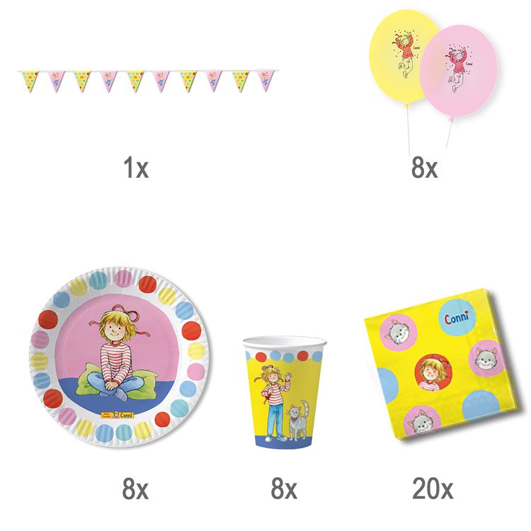 Meine Freundin Conni Party-Set 45-tlg. für Kinder Tisch-Deko Meine Freundin Conni Party-Set 45-tlg. für Kinder Tisch-Deko Party-Zubehör Party-Geschirr Kindergeburtstag Mottoparty