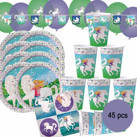 Sternenschweif Party-Set Einhorn 45-tlg. Tisch-Deko Party-Zubehör Einhorn Märchen Kindergeburtstag Geschirr-Dekoration Sternenschweif Party-Set Einhorn 45-tlg. Tisch-Deko Party-Zubehör Einhorn Märchen Kindergeburtstag Geschirr-Dekoration