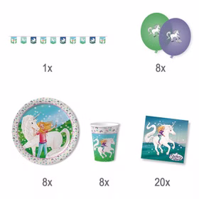 Sternenschweif Party-Set Einhorn 45-tlg. Tisch-Deko Party-Zubehör Einhorn Märchen Kindergeburtstag Geschirr-Dekoration