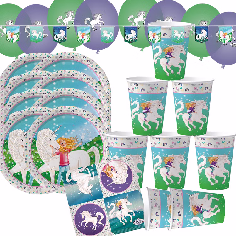 Sternenschweif Party-Set Einhorn 45-tlg. Tisch-Deko Party-Zubehör Einhorn Märchen Kindergeburtstag Geschirr-Dekoration Sternenschweif Party-Set Einhorn 45-tlg. Tisch-Deko Party-Zubehör Einhorn Märchen Kindergeburtstag Geschirr-Dekoration