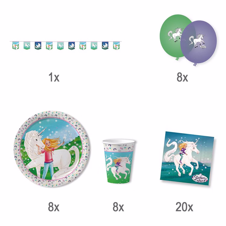 Sternenschweif Party-Set Einhorn 45-tlg. Tisch-Deko Party-Zubehör Einhorn Märchen Kindergeburtstag Geschirr-Dekoration Sternenschweif Party-Set Einhorn 45-tlg. Tisch-Deko Party-Zubehör Einhorn Märchen Kindergeburtstag Geschirr-Dekoration