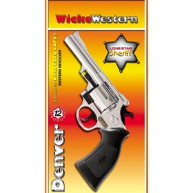 Pistole Denver Chrom 22 cm Western-Colt mit 144 Schuss Munition Spielzeug-Revolver Kostüm-Zubehör Kinder-Spielzeug Cowboy Wilder Westen Western Fasching Karneval Mottoparty Kinderfasching