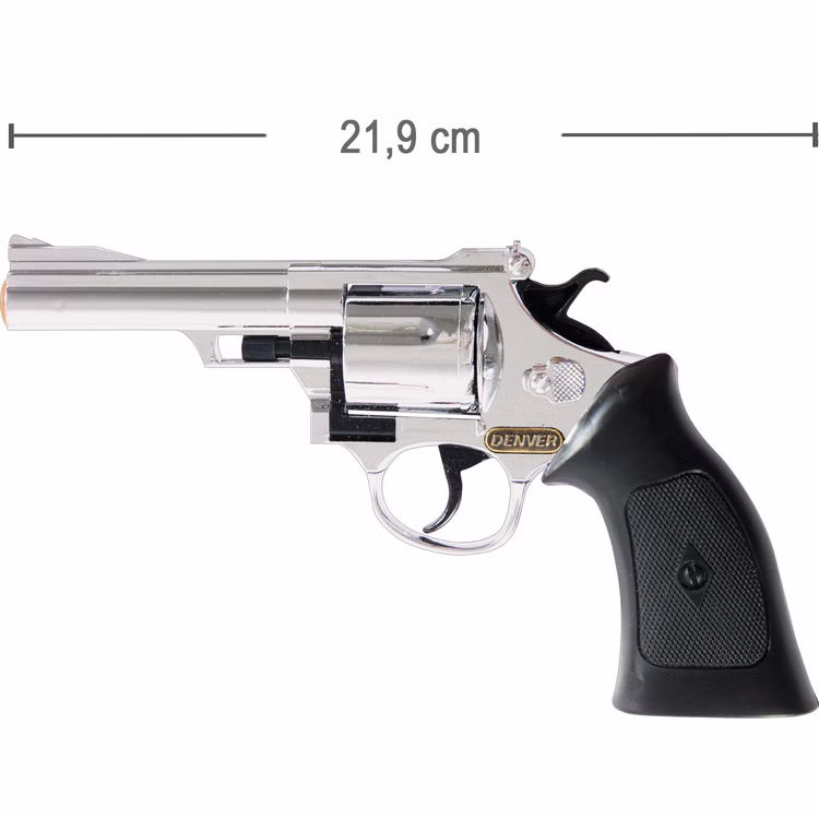 Pistole Denver Chrom 22 cm Western-Colt mit 144 Schuss Munition Spielzeug-Revolver Kostüm-Zubehör Kinder-Spielzeug Cowboy Wilder Westen Western Fasching Karneval Mottoparty Kinderfasching Pistole Denver Chrom 22 cm Western-Colt mit 144 Schuss Munition Spielzeug-Revolver Kostüm-Zubehör Kinder-Spielzeug Cowboy Wilder Westen Western Fasching Karneval Mottoparty Kinderfasching