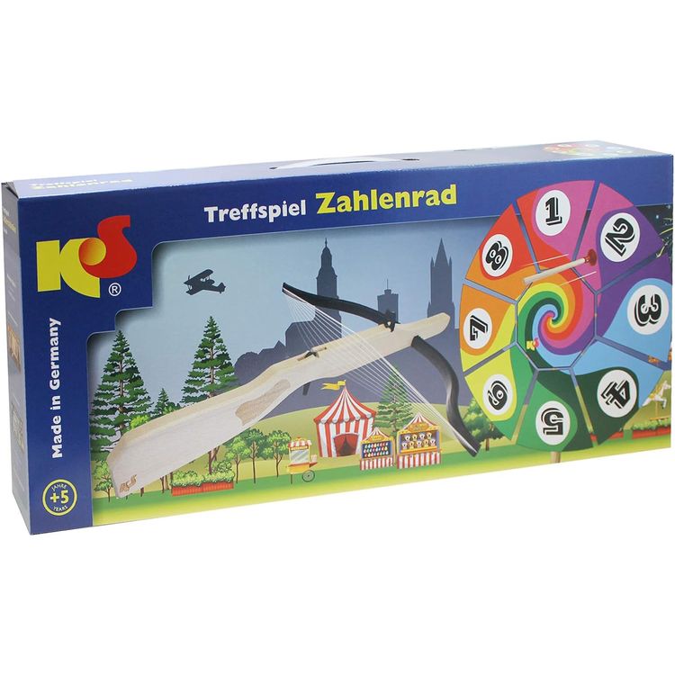 Treffspiel Zahlenrad Spielzeug aus Holz Bogenschießen mit 6 Pfeilen & Armbrust Pfeil und Bogen Indianer Rollenspiel für Kinder hochwertiges Holzspielzeug made in Germany