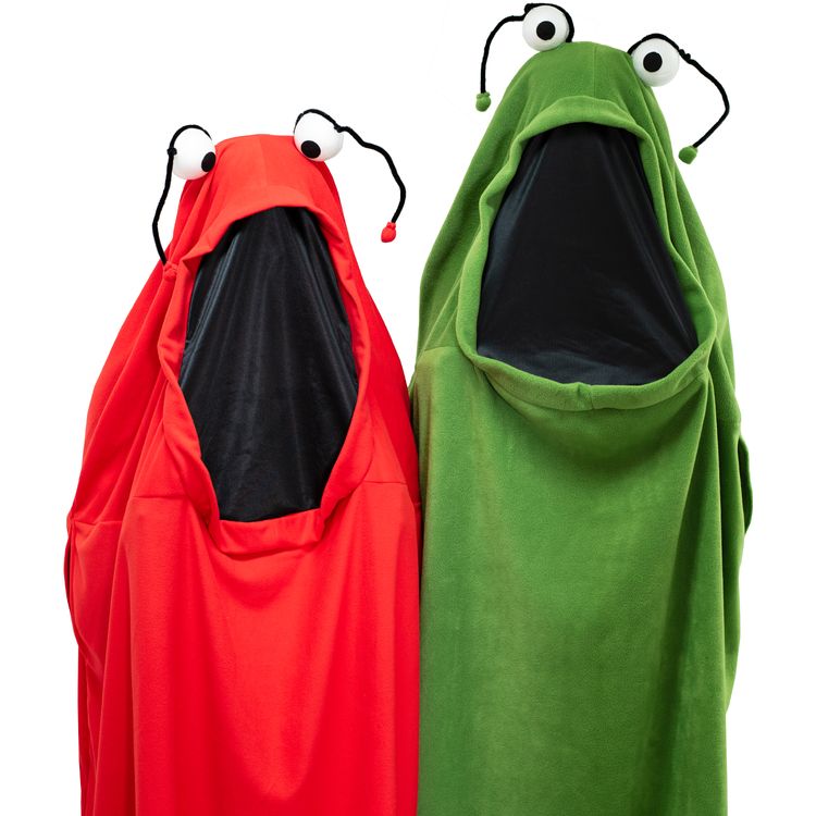 Monster Kostüm Geist Yuki Rot für Erwachsene Rotes Monster Kostüm von Vorne