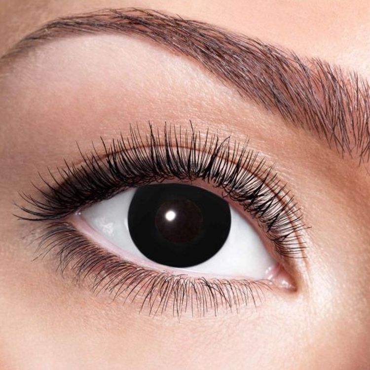 Schwarze Kontaktlinsen Black Witch weich 3 Monate haltbar Kostüm-Zubehör Halloween Fasching Karneval Mottoparty