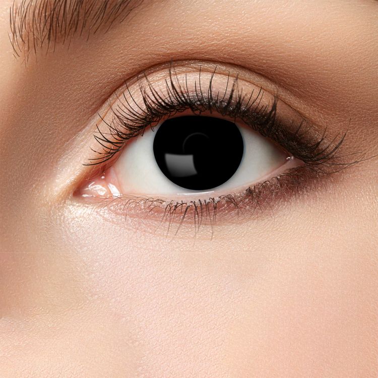 Schwarze Kontaktlinsen Black Witch weich 3 Monate haltbar Kostüm-Zubehör Halloween Fasching Karneval Mottoparty