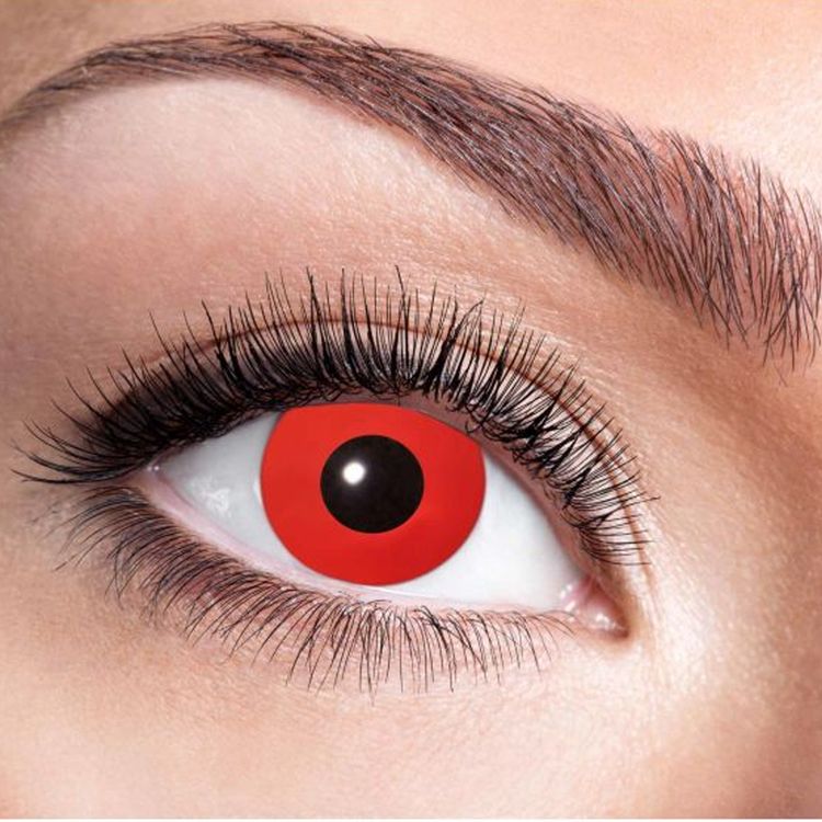 Rote Kontaktlinsen Red Devil weich 3 Monate haltbar Kostüm-Zubehör Halloween Fasching Karneval Mottoparty
