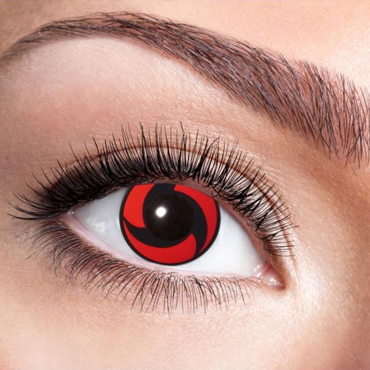 Manga Kontaktlinsen Rot Kakashi Mangekyou Sharingan weich 3 Monate haltbar Comic Cosplay Fasching Karneval Halloween Mottoparty