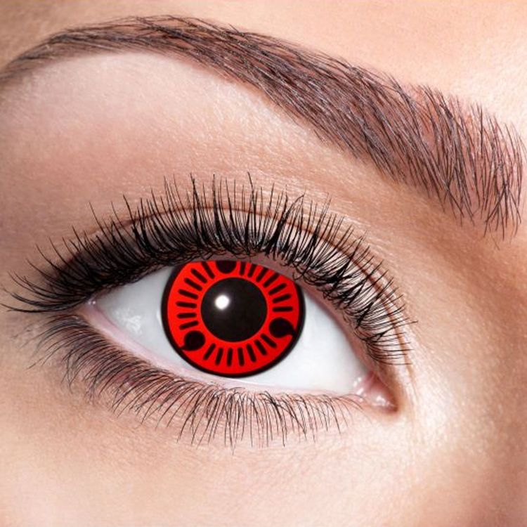 Manga Kontaktlinsen Rot Itachi weich 3 Monate haltbar Kostüm-Zubehör Comic Cosplay Fasching Karneval Halloween Mottoparty