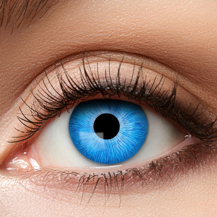 Natürliche Kontaktlinsen Blau weich 12 Monate haltbar ohne Sehstärke Mottoparty Fasching Karneval Cosplay Kostüm-Zubehör Geburtstag