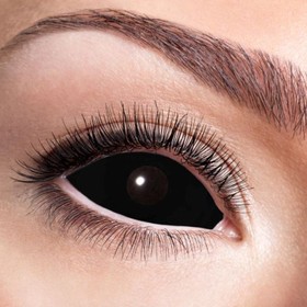 Schwarze Kontaktlinsen Sclera für das ganze Auge 6 Monate haltbar ohne Sehstärke Hexe Zombie Halloween-Zubehör Fasching Karneval Mottoparty