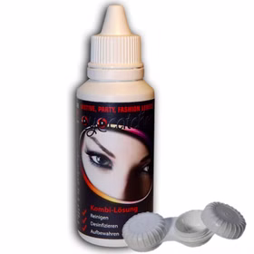 Kontaktlinsen-Set Kombilösung 60 ml und Aufbewahrungsbox für 2 Linsen Zubehör Fasching Karneval Mottoparty Halloween