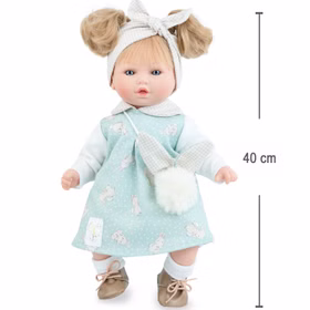 Puppe Leni 40 cm mit langen Haaren & Schnuller Weichkörper für Kinder Spielzeug-Puppe Spielpuppe Spielwaren Geschenkidee Geburtstag Ostern