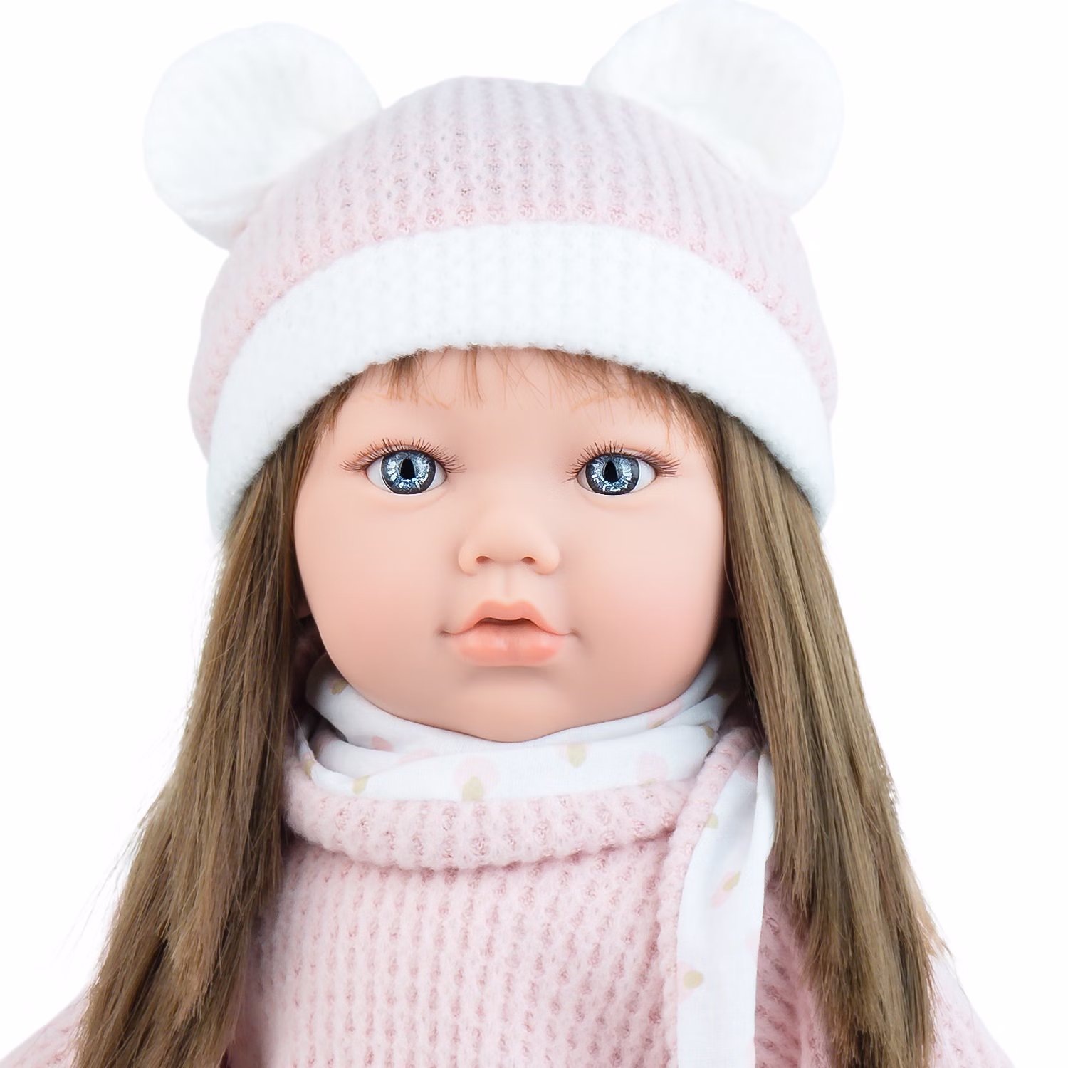 Puppe Pia 45 cm mit langen braunen Haaren Weichkörper für Kinder Spielzeug-Puppe Spielpuppe Spielwaren Geschenkidee Geburtstag Weihnachten