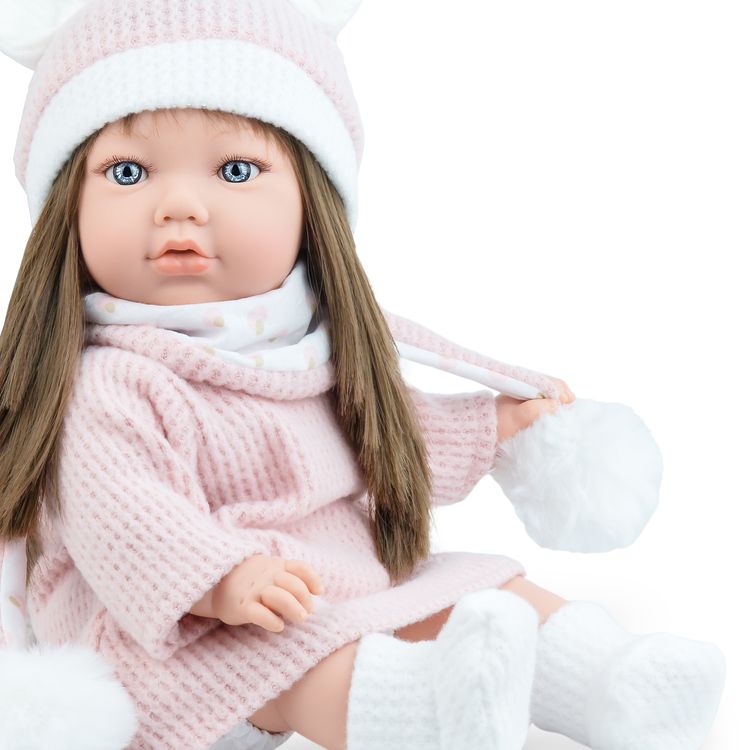 Puppe Pia 45 cm mit langen braunen Haaren Weichkörper für Kinder Spielzeug-Puppe Spielpuppe Spielwaren Geschenkidee Geburtstag Weihnachten