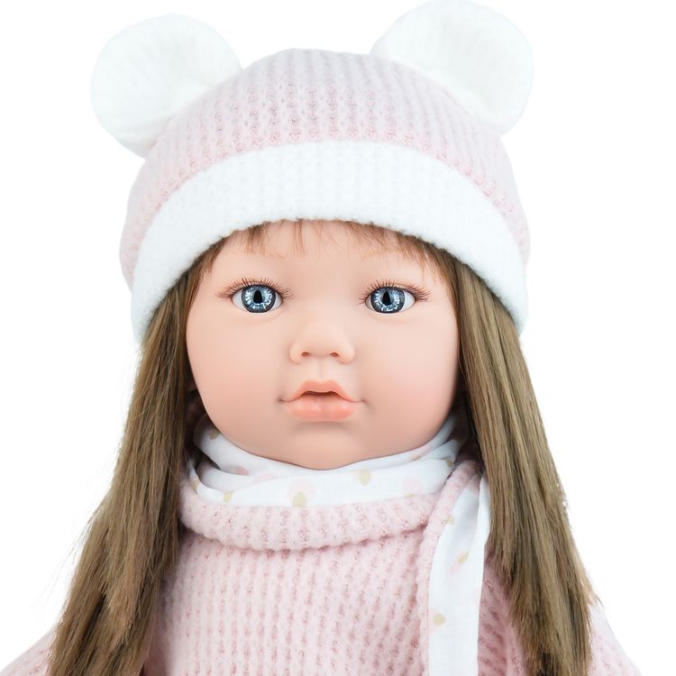 Puppe Pia 45 cm mit langen braunen Haaren Weichkörper für Kinder Spielzeug-Puppe Spielpuppe Spielwaren Geschenkidee Geburtstag Weihnachten