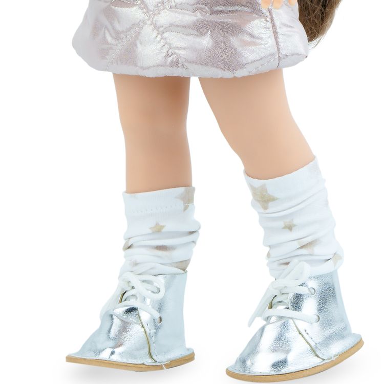 Puppe Linda 40 cm mit braunen geflochtenen Zöpfen und Vinylkörper für Kinder Spielzeug-Puppe Spielpuppe Spielwaren Geschenkidee Geburtstag Weihnachten