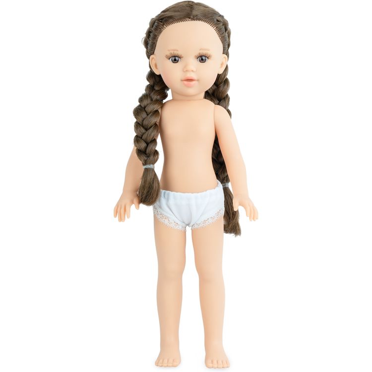 Puppe Linda 40 cm mit braunen geflochtenen Zöpfen und Vinylkörper für Kinder Spielzeug-Puppe Spielpuppe Spielwaren Geschenkidee Geburtstag Weihnachten