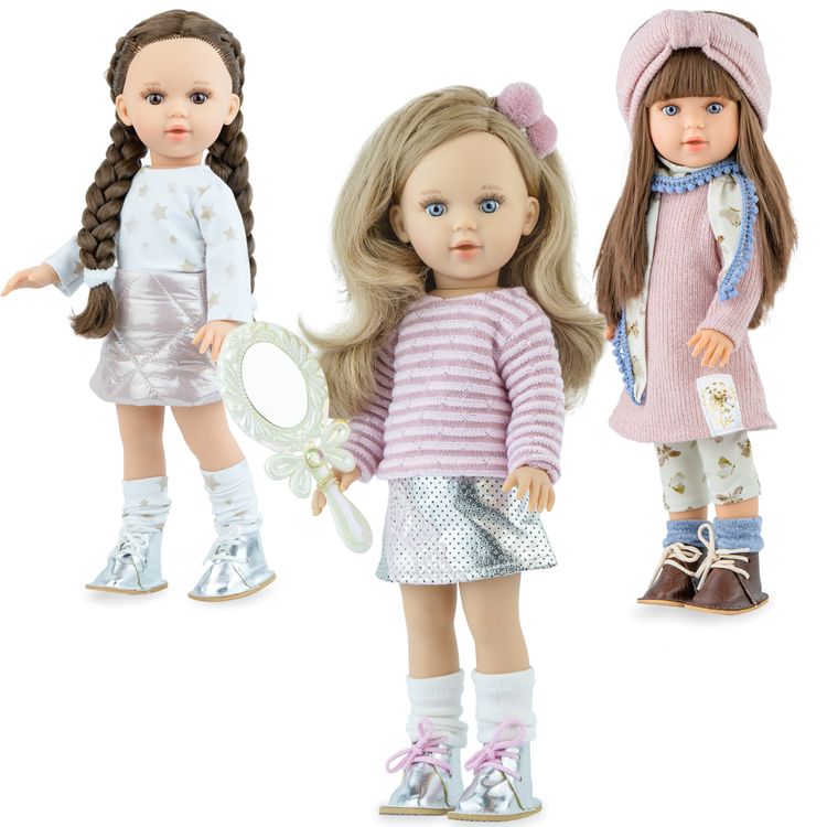 Puppe Linda 40 cm mit braunen geflochtenen Zöpfen und Vinylkörper für Kinder Spielzeug-Puppe Spielpuppe Spielwaren Geschenkidee Geburtstag Weihnachten