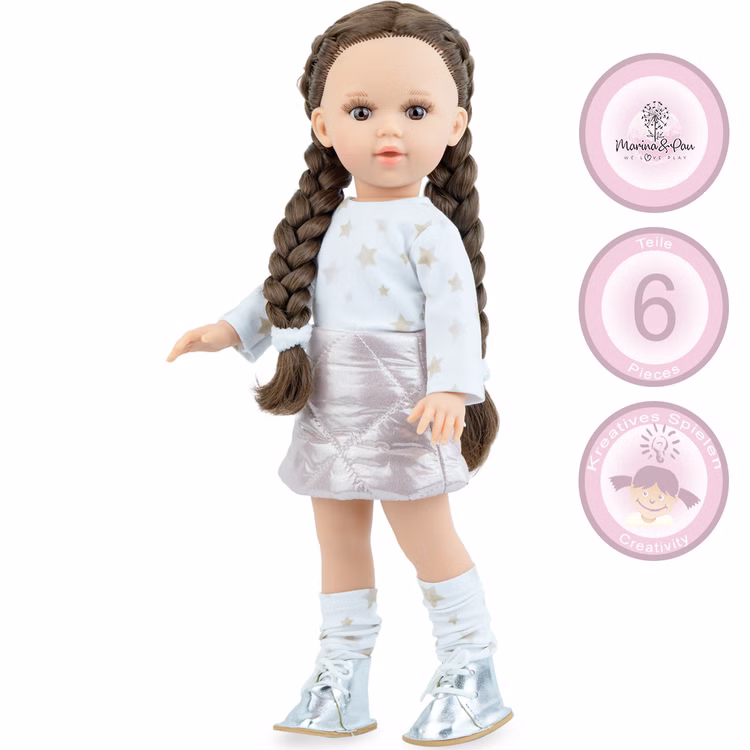 Puppe Linda 40 cm mit braunen geflochtenen Zöpfen und Vinylkörper für Kinder Spielzeug-Puppe Spielpuppe Spielwaren Geschenkidee Geburtstag Weihnachten Puppe Linda 40 cm mit braunen geflochtenen Zöpfen und Vinylkörper für Kinder Spielzeug-Puppe Spielpuppe Spielwaren Geschenkidee Geburtstag Weihnachten