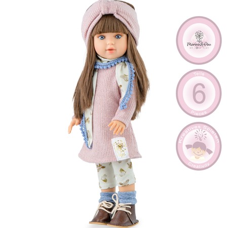 Puppe Ronja 40 cm mit langen braunen Haaren und Vinylkörper für Kinder