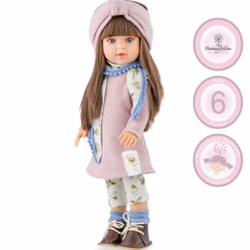 Puppe Ronja 40 cm mit langen braunen Haaren und Vinylkörper für Kinder Spielzeug-Puppe Spielpuppe Spielwaren Geschenkidee Geburtstag Weihnachten
